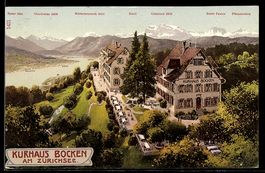 AK Horgen, Kurhaus Bocken am Zürichsee, Bergpanorama mit Etz