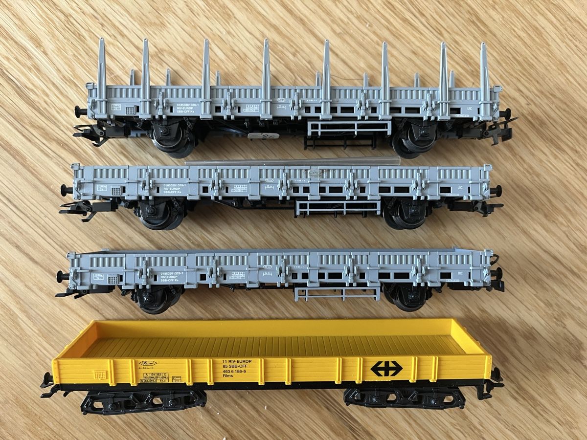 Märklin Modellini di ferrovie: Konvolut SBB Flachwagen Märklin – Usato da Basel venduto da Re620_11627
