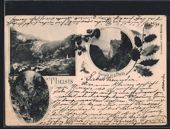 Cartoline postali: Vorläufer-AK Thusis, 1895, Viamala II.  – Usato da Berlin venduto da bartko-reher