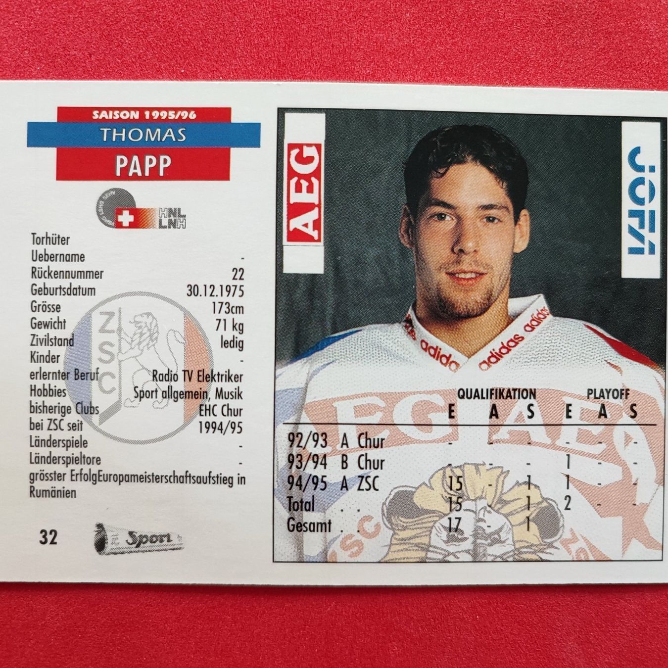 Sammelbilder & Trading cards: Thomas Papp - ZSC - 1995/96 – Gebraucht aus Dübendorf von kb86_MOVIE 1