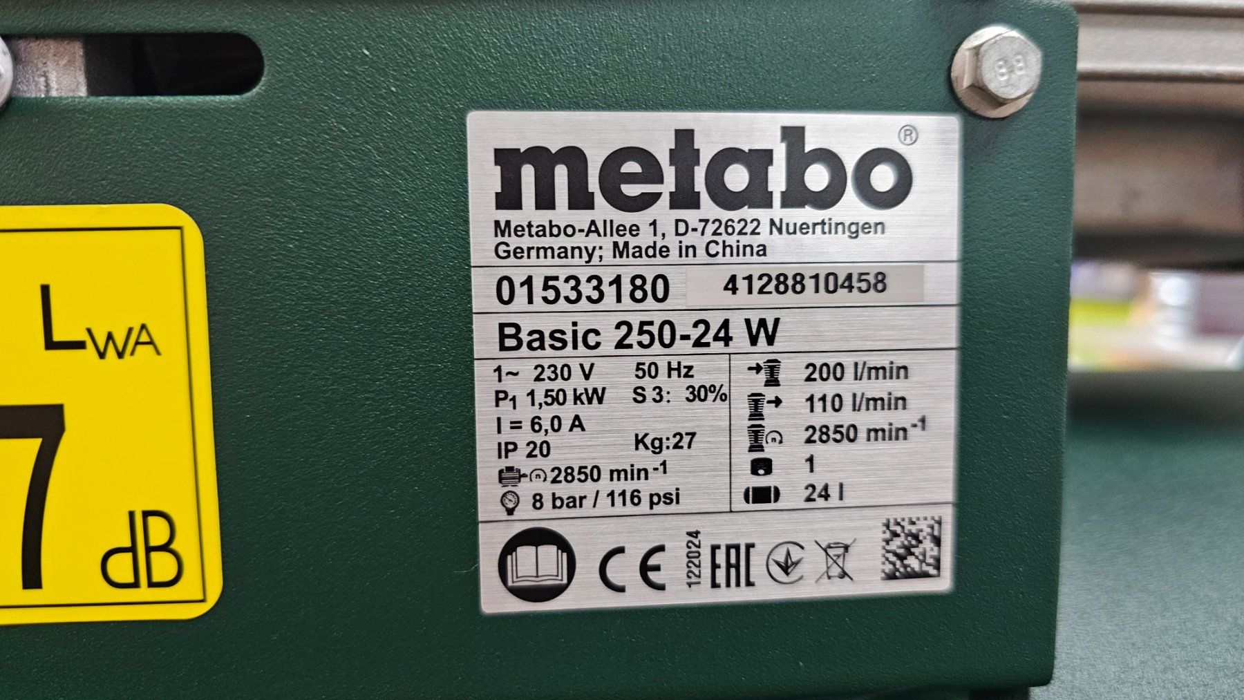 Metabo Compressori: Kompressor METABO Basic 250-24 W NEU & OVP – Nuovo e nell'imballaggio originale da Jegenstorf venduto da Bracher_Store 4