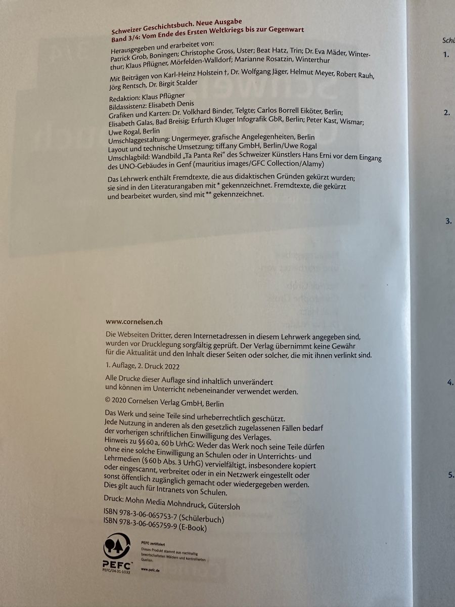Livres: Schweizer Geschichtsbuch 3/4 Cornelsen gebraucht – D'occasion à Dietlikon par nad_rxx7 2