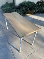 Table bois clair 140x60cm, pieds métal