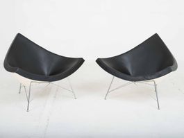 Vitra Coconut Sessel von George Nelson in schwarzem Leder