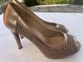 NeroGiardini Peep-Toe Pumps Bronze Gr. 35 Made in Italy