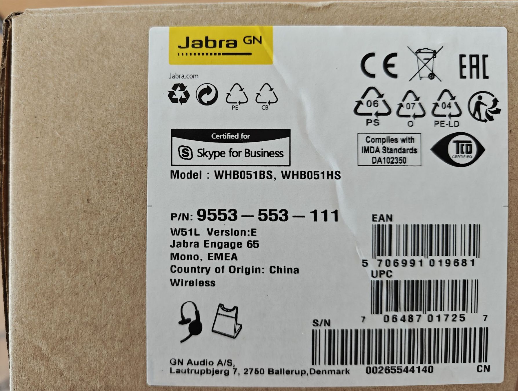 Jabra Cuffie: Jabra Engage 65 Mono DECT Headset WHB051BS – Usato da Glattfelden venduto da Ametzgi 1