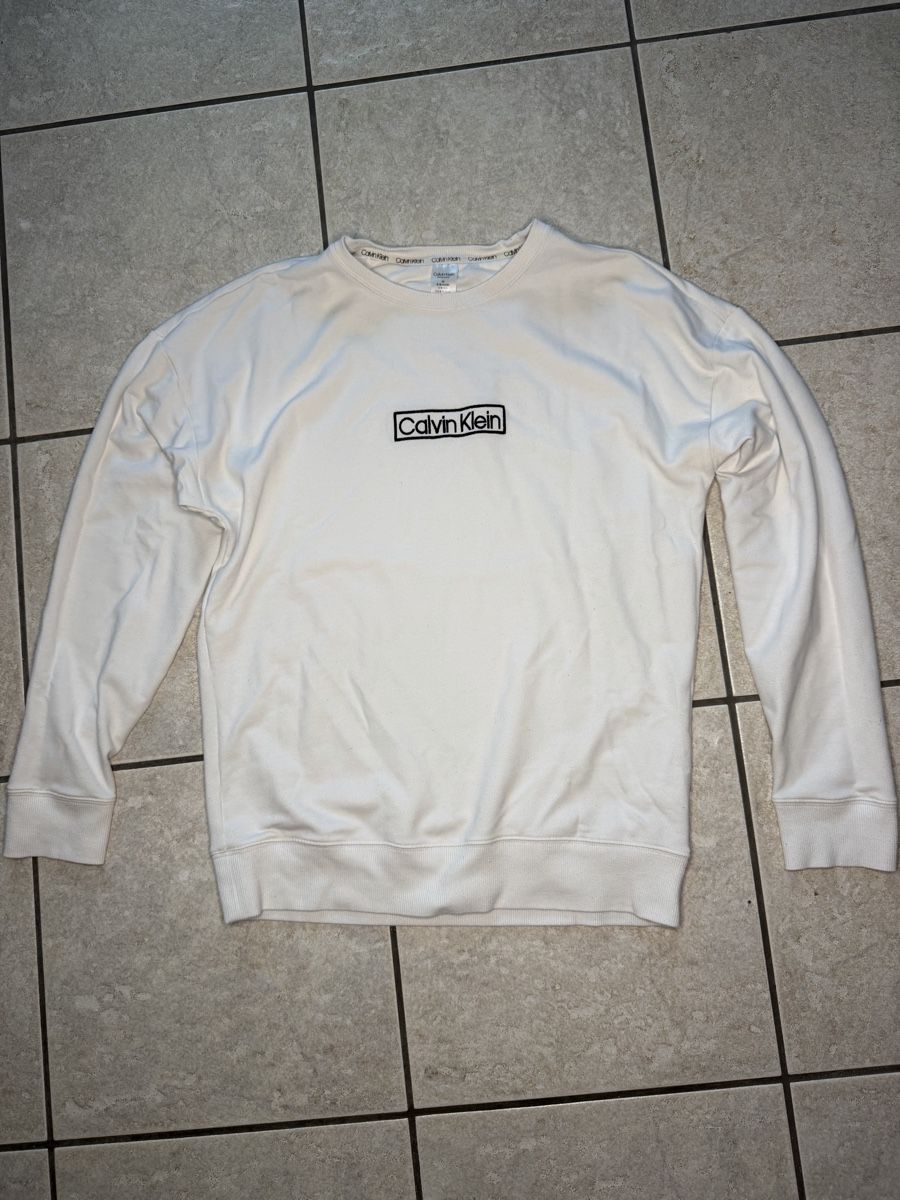 Calvin Klein Maglioni & Felpe: Calvin Klein Pullover Sweater M Weiss Sommer Frühling Basic – Nuovo (secondo la descrizione) da Kreuzlingen venduto da Vadimem
