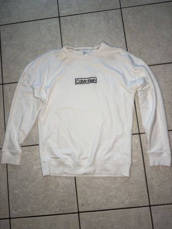 Calvin Klein Pullover Sweater M Weiss Sommer Frühling Basic