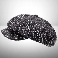 🌟✨Pailletten Ballonmütze Schirmmütze Schwarz Glitzer NEU🎩