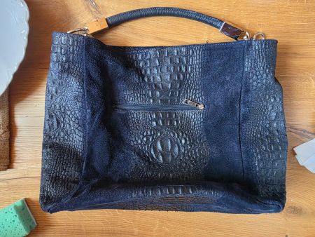 Damen Genuine Leder Hand Tasche blau Made in Italy
