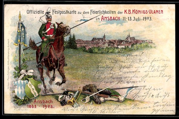 Cancelleria postale: Litho Ansbach, Feierlichkeiten der K. B. – Usato da Berlin venduto da bartko-reher