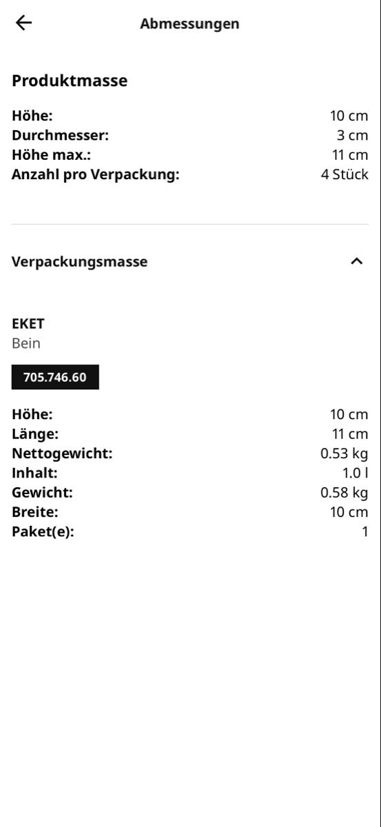 Ikea Sonstiges Mobiliar: Eket Beine – Neu und originalverpackt aus Luzern von nicobossart 1