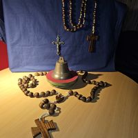Sakrahl  Glocke & Rosenkranz, Holz, Kreuz - Set ⛪️🔔