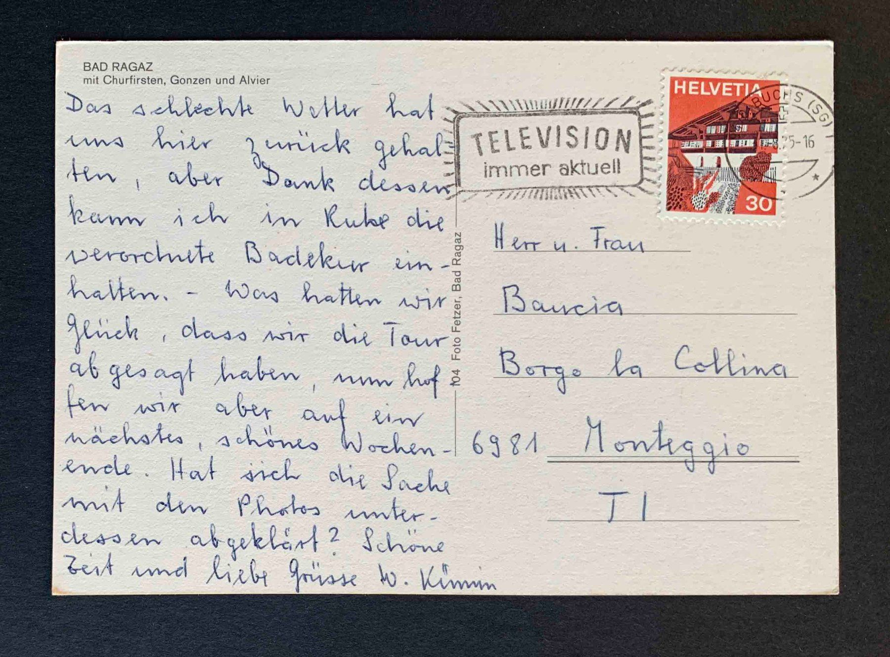Cartoline postali: AK Bad Ragaz mit Churfirsten Gonzen und Alvier – Usato da Goldau venduto da artelier1 1