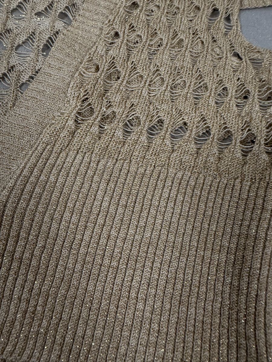 Top: Cute cropped short sleeve cardigan, size Medium, beige – Usato da Knonau venduto da Grapesvintage 7