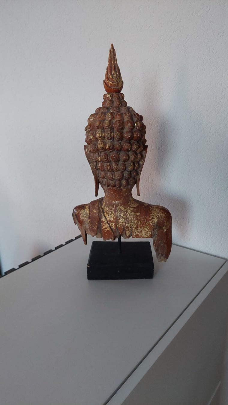 Statuette: BUDDHA Kopf mit Blattgold – Usato da Dübendorf venduto da huebi01 2