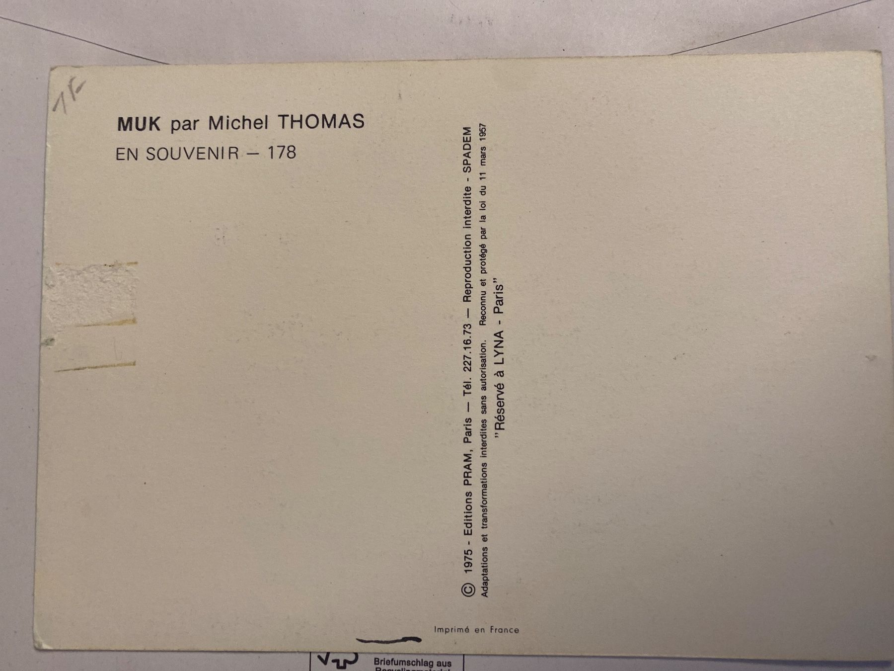 Ansichtskarten: Carte postale - MUK - Michel Thomas 178 - 1975 – Gebraucht aus Le Brassus von cinema13 1