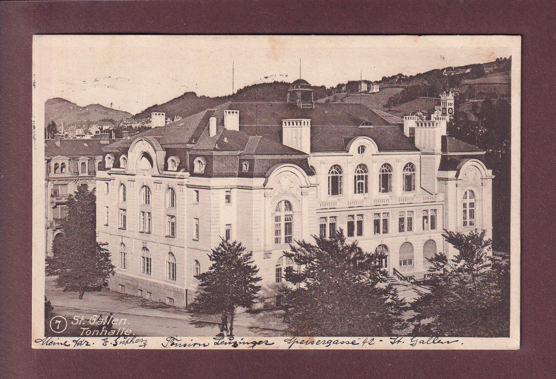 Cartoline postali: ST. GALLEN - Tonhalle - 1916 – Usato da Pully venduto da nicecards