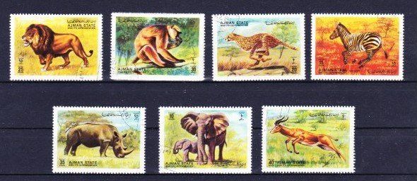 Tutti i francobolli: Série 7 timbres UAE - AJMAN - 1972 - Obl. – Usato da Blonay venduto da Leglaude_01