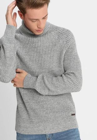 PIER ONE Herren Baumwolle Pullover Homme M Col Roulé Gris