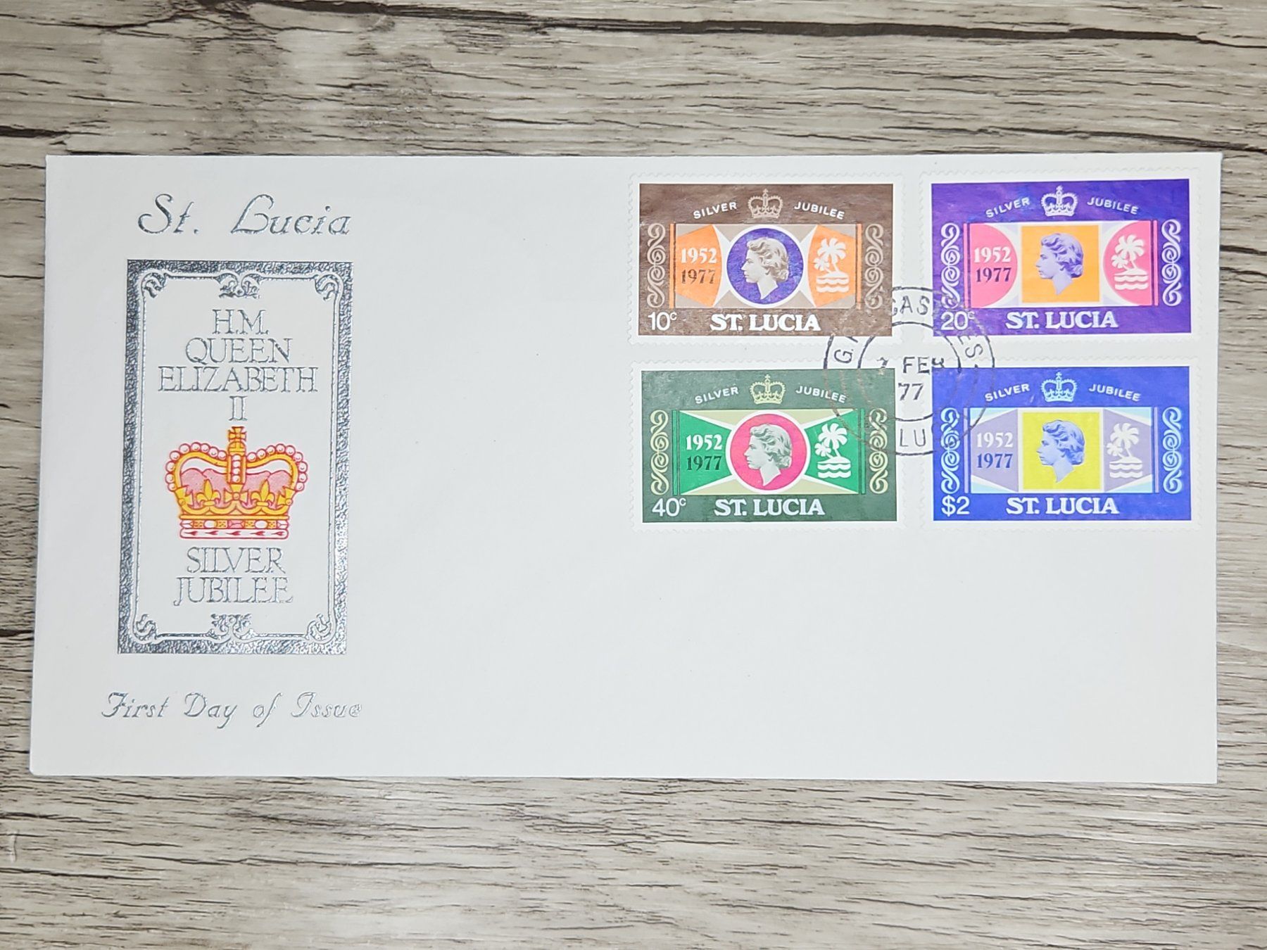 Tutti i francobolli: CL05 Enveloppe + Timbre St. Lucia 1977 – Usato da Cousset venduto da Patrick_Collections
