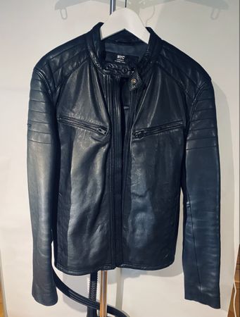 Superdry NYC Leather Jacket - Men's Medium - Black