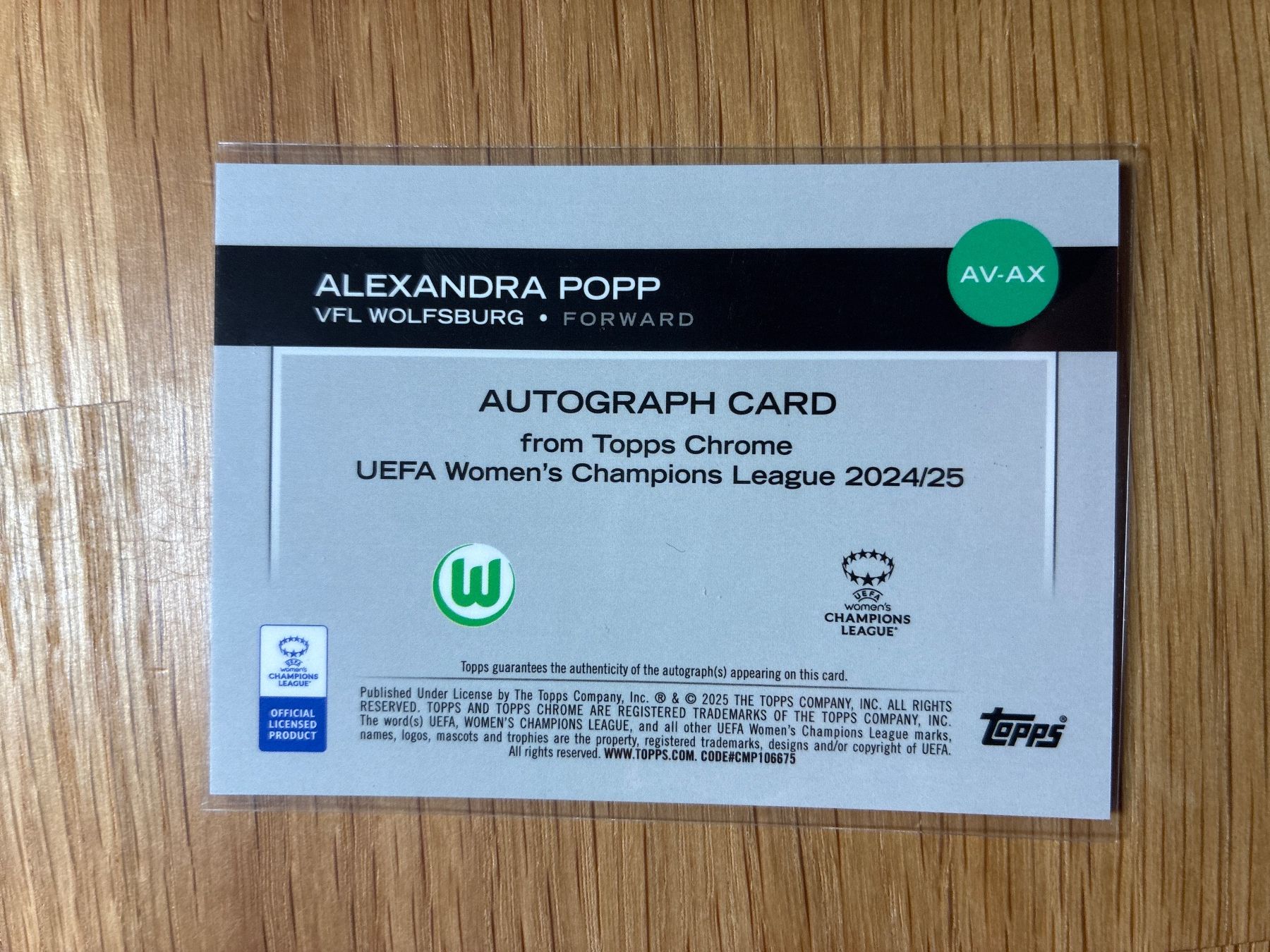 Topps Carte collezionabili: Topps Chrome Alexandra Popp Autogramm /150 – Usato da Wangenried venduto da Garagara 1