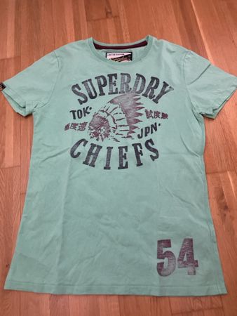 Superdry T-Shirt Grösse M Mintgrün mit Print guter Zustand