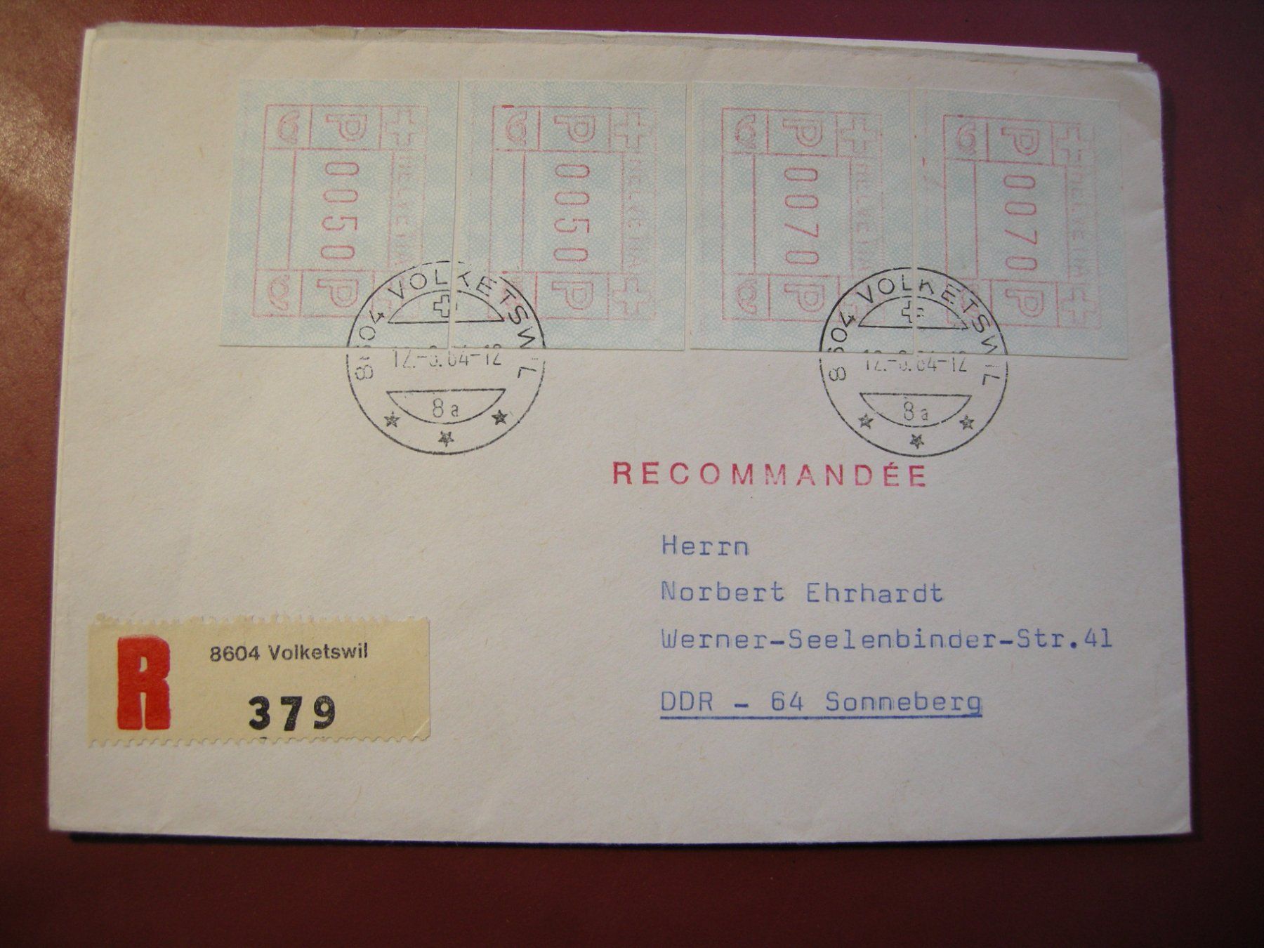 Alle Briefmarken: AUTOMATENMARKEN, 5 BRIEFE – Gebraucht aus Eschenbach SG von eDaisy 4