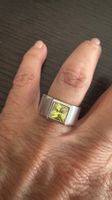 Silberring 925 gebürstet mit Peridot Edelstein
