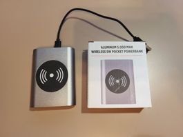 Alu Powerbank 5'000 mAh Wireless QI Laden USB-C Ladekabel