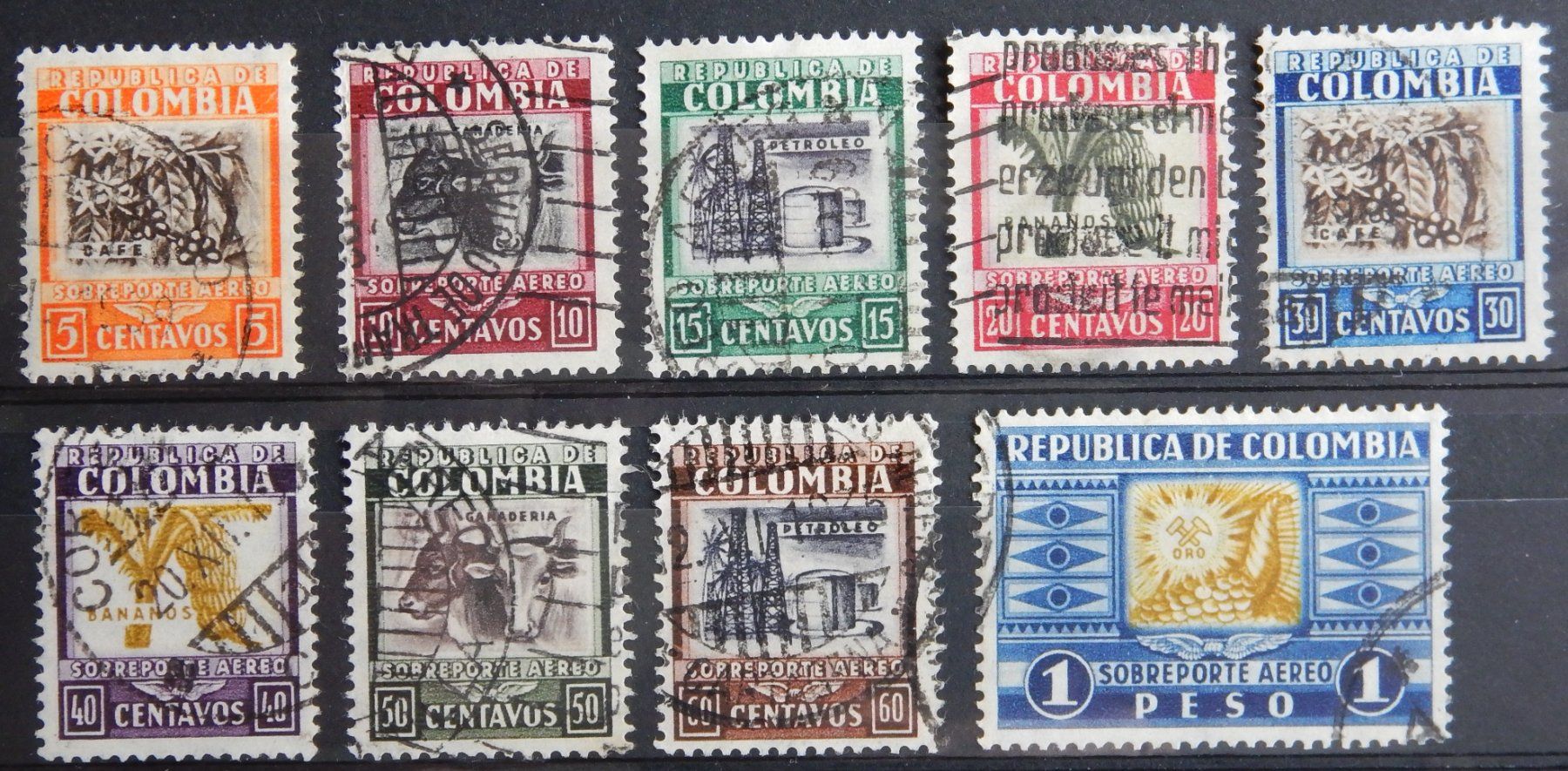 Tutti i francobolli: Kolumbien Kat. 327-338 gest. 1932 – Usato da Zürich venduto da Muehlekauf