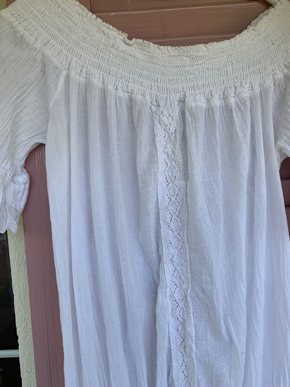 Camicette: Sommerbluse mit Carmenausschnitt und Spitze Gr. M/L – Usato da Heiden venduto da andraaa 2
