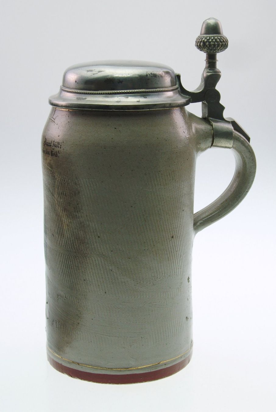 Gläser: Alter Bierkrug um 1870 Zinndeckel mit Trinkspruch – Gebraucht aus Langenthal von Antik_Huesli 3