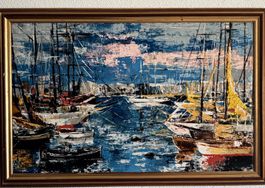 José Luis FLORIT RODERO(1909-2001) Ölbild  Grosse Hafenszene