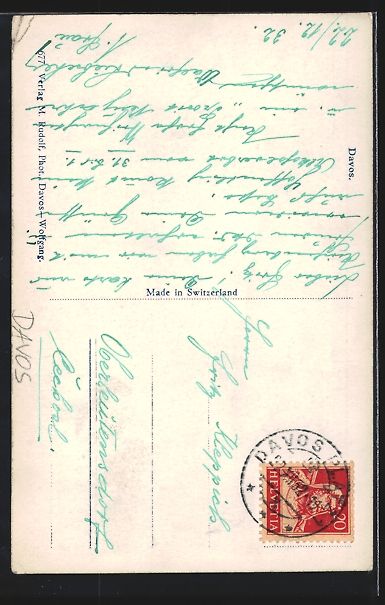 Cartoline postali: Davos-Platz, Ortsansicht mit Tinzenhorn  – Usato da Berlin venduto da bartko-reher 1