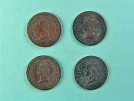 4 Centime-Münzen Frankreich, Jahr 6 (1797) und Jahr 7 (1798)