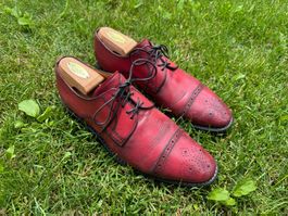 Bally Cap Toe Schuh, rot, leder, Gr 42.5