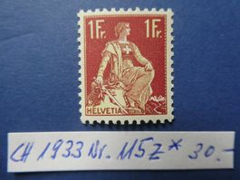 CH 1933 Nr. 115z ungestempelt *