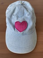 Mädchen Jeans-Cap mit Herz Gr. 54 – 100% Baumwolle