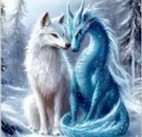 Diamond Painting: Wolf mit Drache 30x30cm