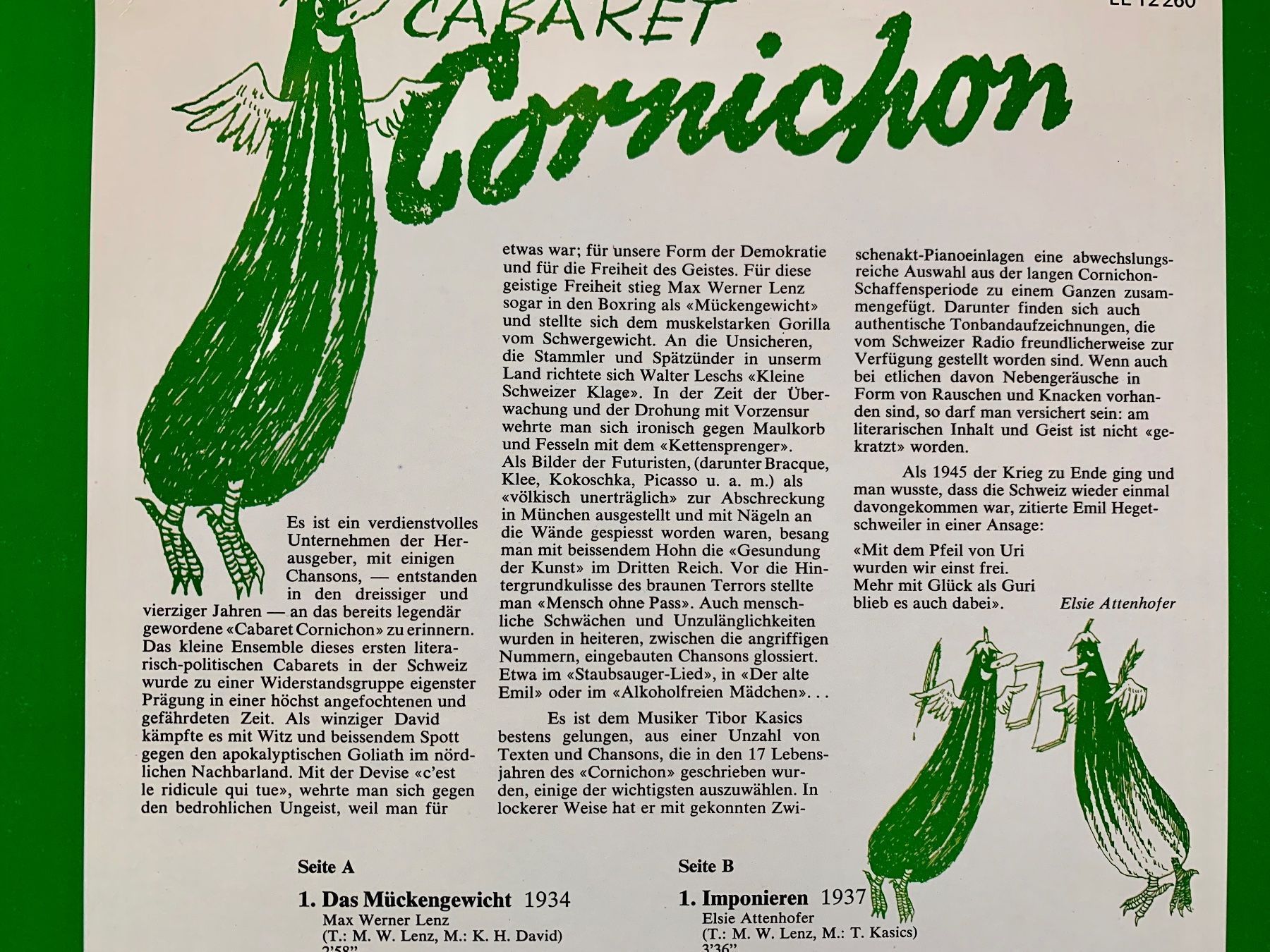 Dischi in vinile: Cabaret Cornichon/ Elsie Attenhofer – Usato da Pazzallo venduto da 51chro74 4