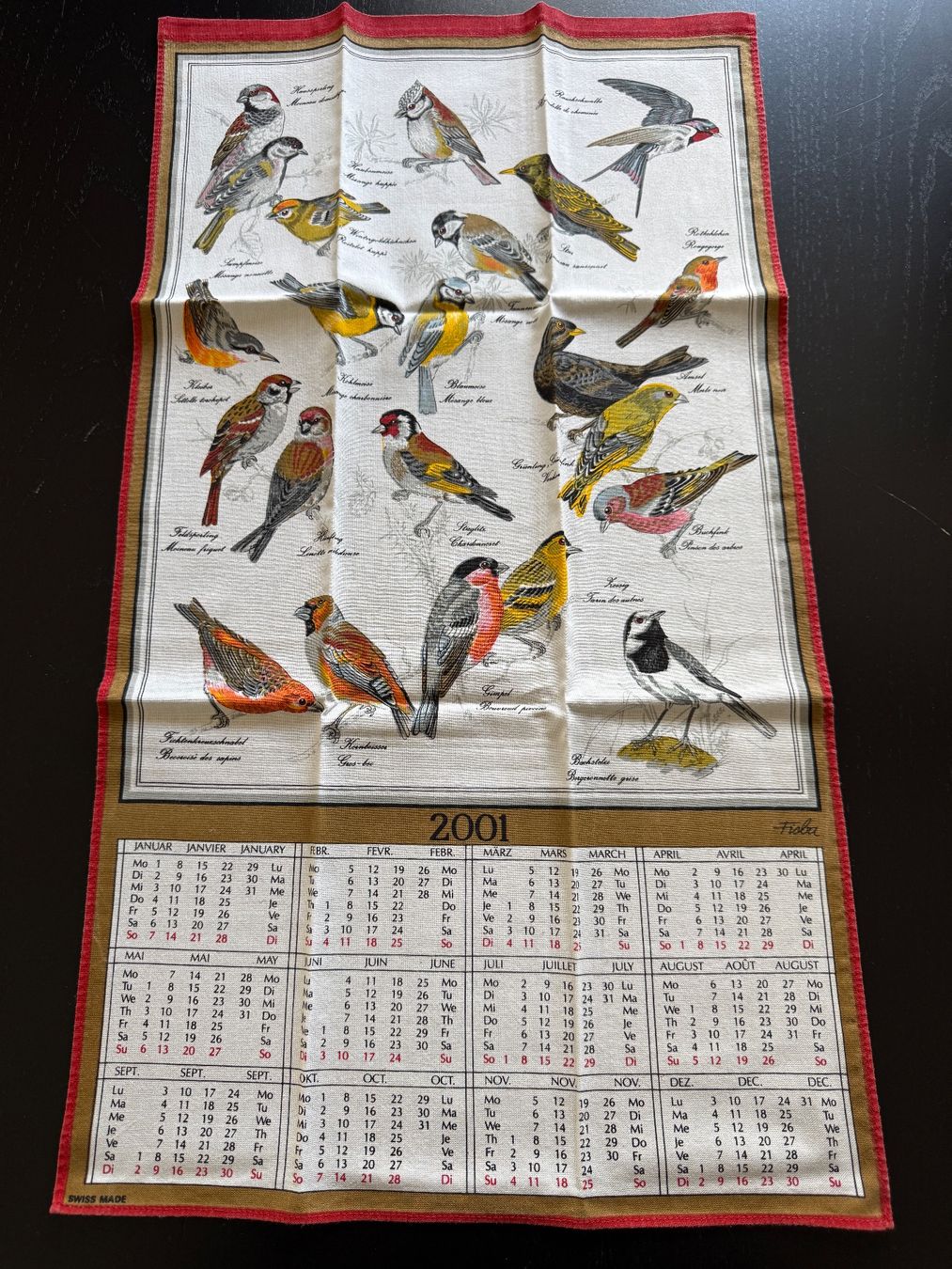 Calendari: Geschirrtuch/Kalender 2001 mit Vogelmotiv – Usato da Erstfeld venduto da Mario_boe0