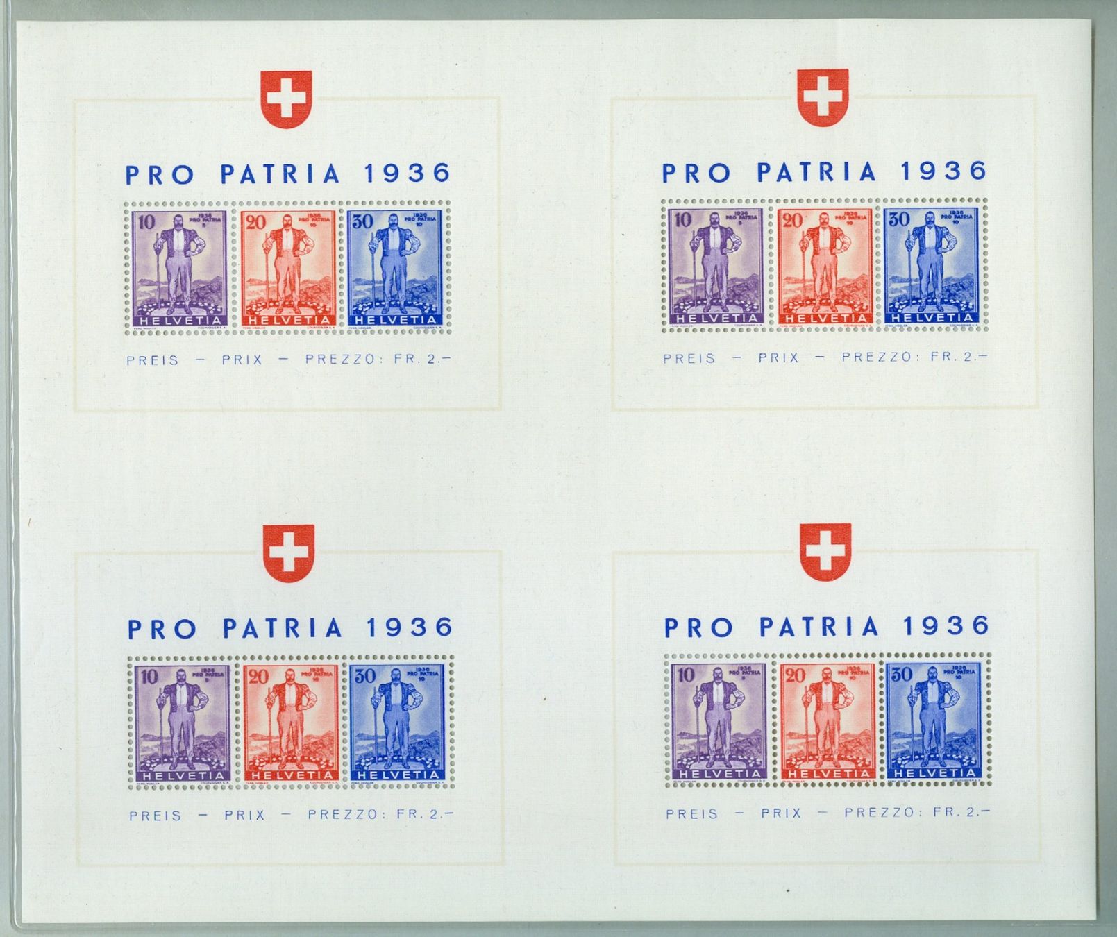 Alle Briefmarken: 1936 Schweiz Gedenkblocks – Gebraucht aus Zürich von yago-rot