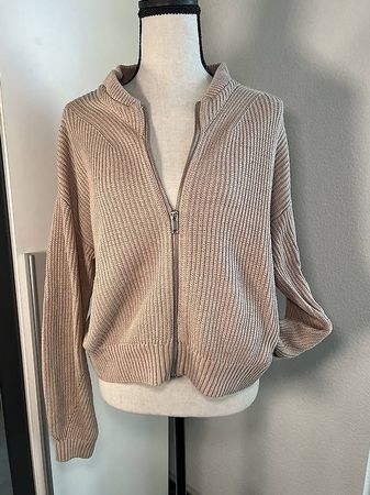 Strickjacke mit Reissverschluss  Sportlicher-Style | Beige