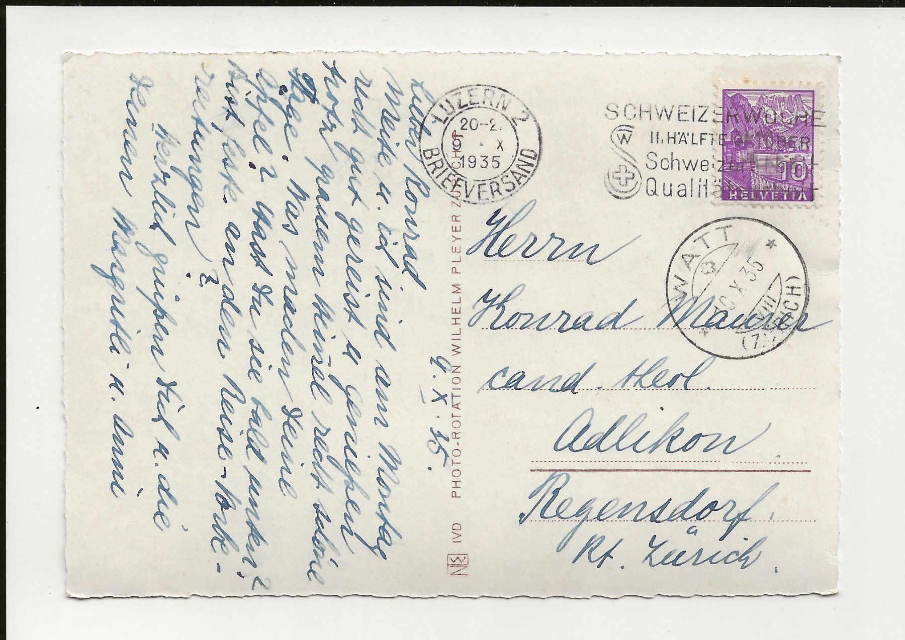 Cartoline postali: AK 1935 Luzern mit Rigi 😍 – Usato da Greifensee venduto da 315WDO 1