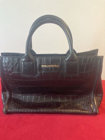 Handtasche Karl Lagerfeld Krokodiloptik schwarz gebraucht