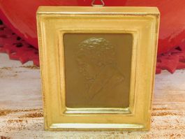 Antik Bild Beethoven Bronze /Gold Rahmen signiert 1910er rar