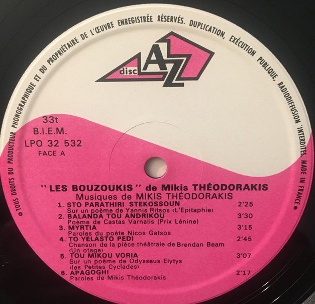 Dischi in vinile: Les Bouzoukis de Mikis Theodorakis (LP) – Usato da Grüningen venduto da azulvinyl 2