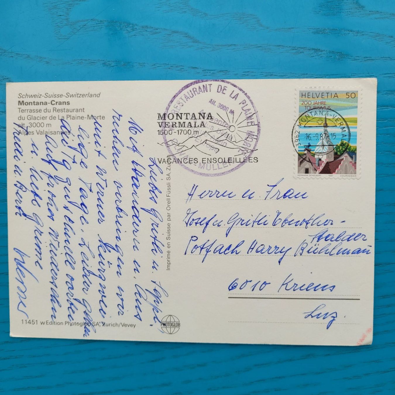 Cartoline postali: Glacier Plaine - Morte ( BE)  1987 – Usato da SCHÜBELBACH venduto da CoKaHa 1